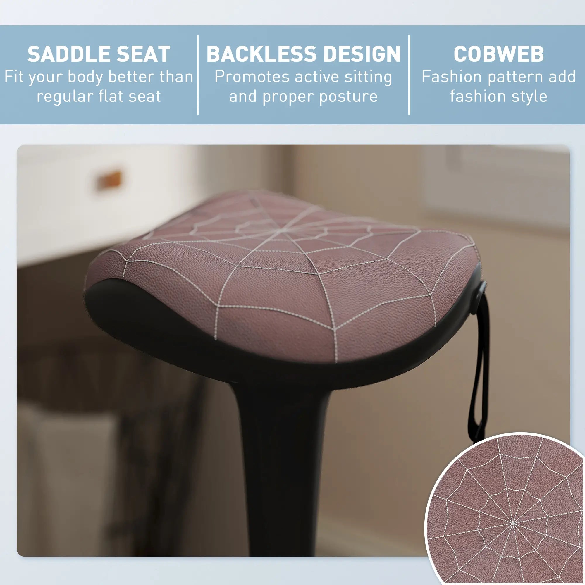 Backless Wobble Stool, Adjustable Standing Desk Chair, Brown Office Chairs at Gallery Canada