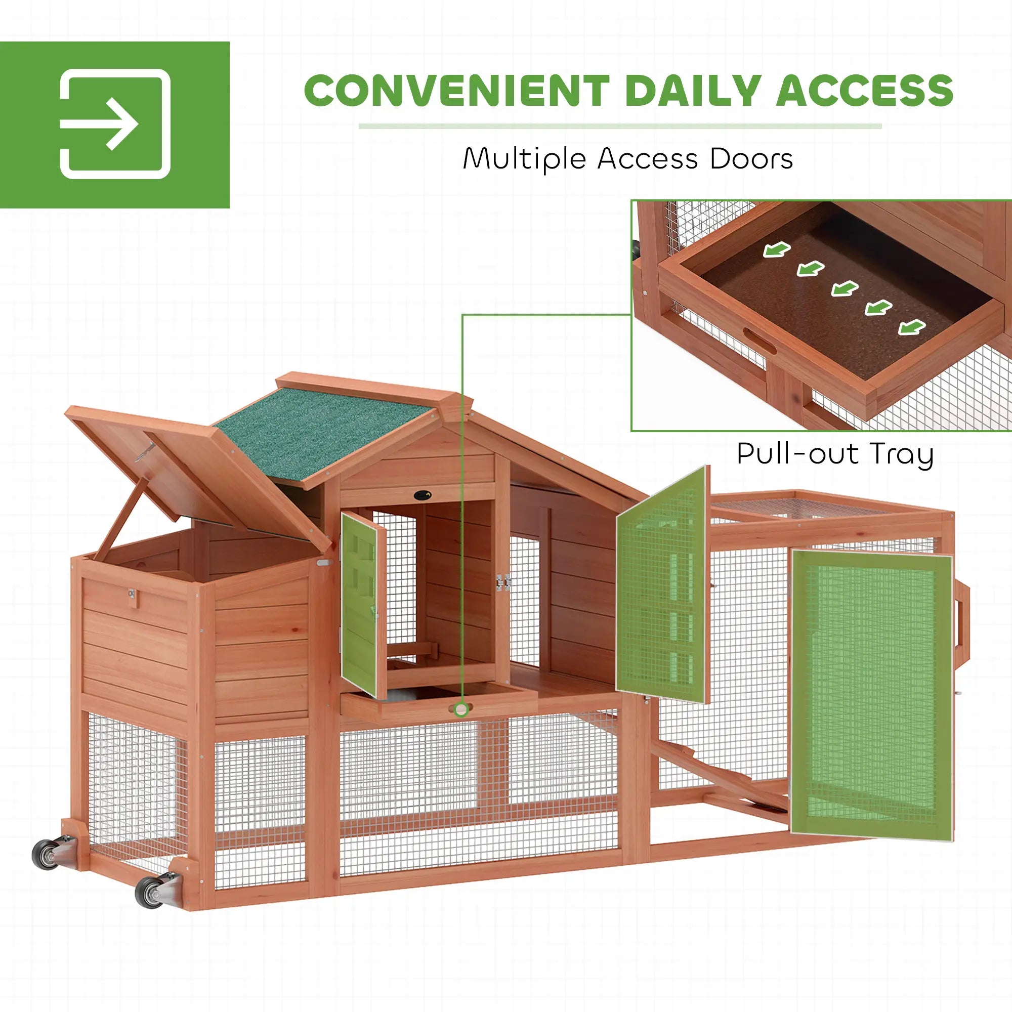 Mobile Wooden Chicken Coop With Run, Nesting Box, Pull-Out Tray, Orange Chicken Coops at Gallery Canada