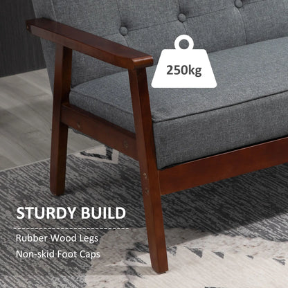 44.5" 2 Seat Sofa, Modern Upholstered Loveseat, Button Tufted Back, Wood Legs, Grey 2-Seater Sofas at Gallery Canada