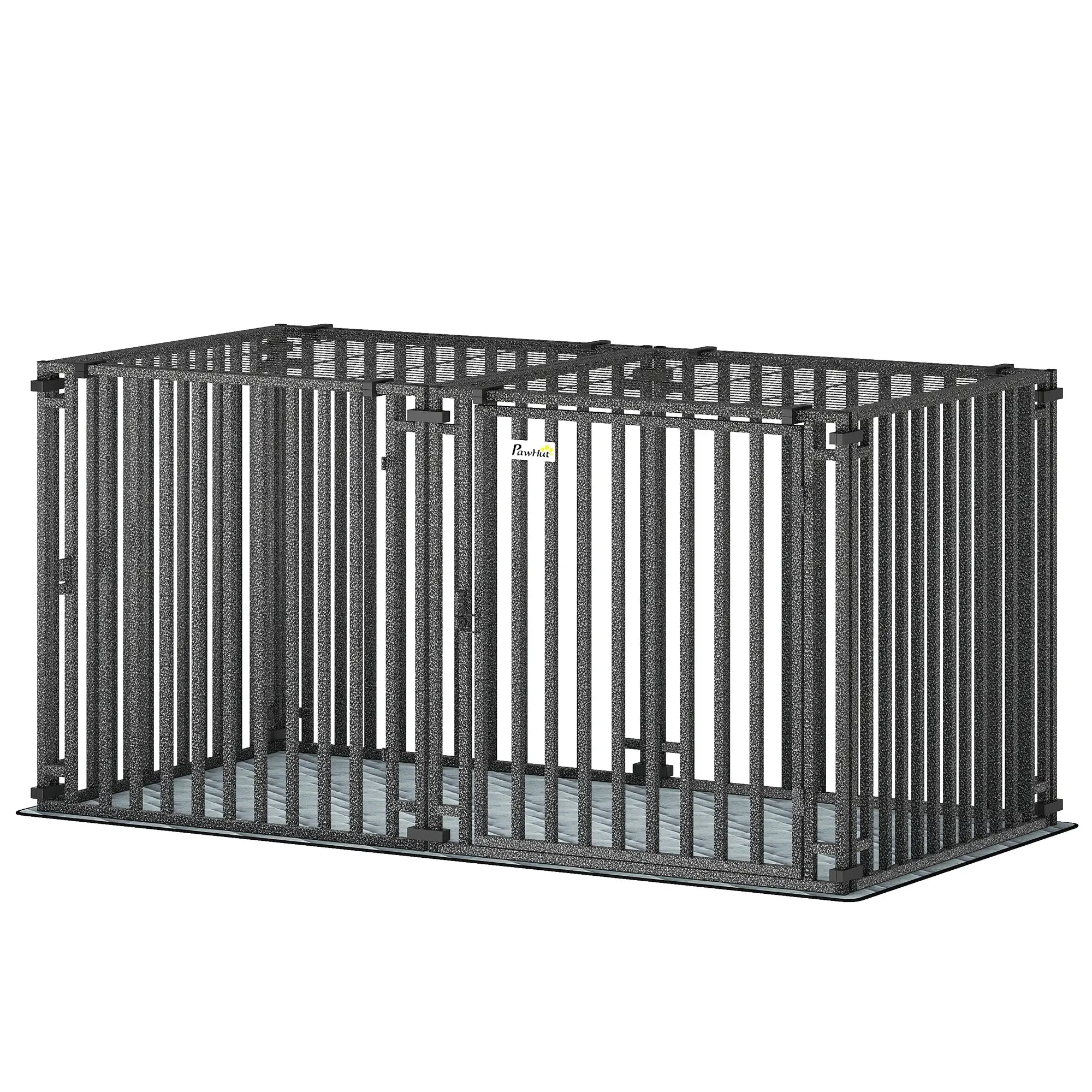 55 Inch Heavy Duty Dog Crate, Extra Large Metal Cage With Mat Dog Cages & Crates Black at Gallery Canada
