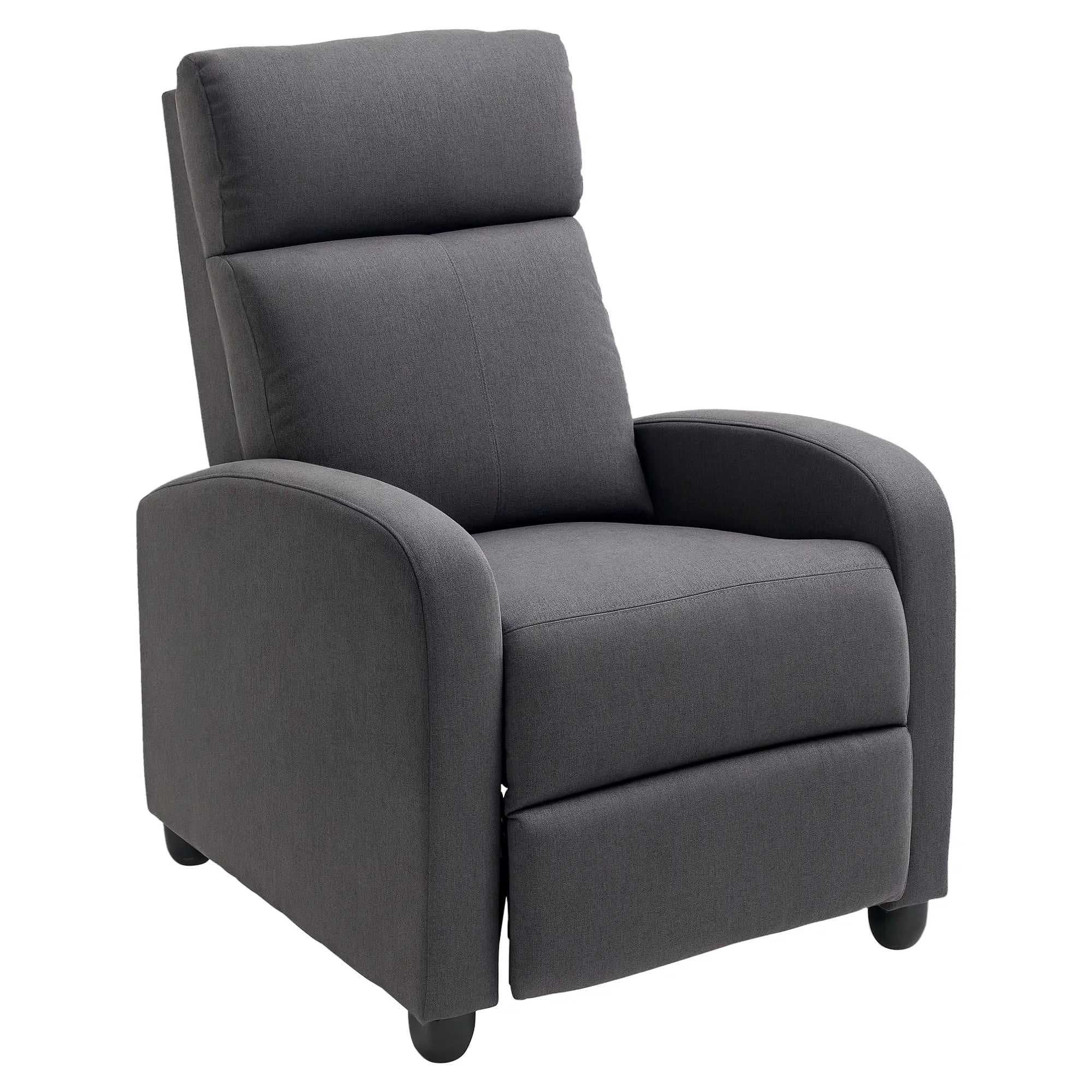 Manual Fabric Recliner Chair, Home Theater Seating, Dark Grey Single Sofas Dark Grey at Gallery Canada