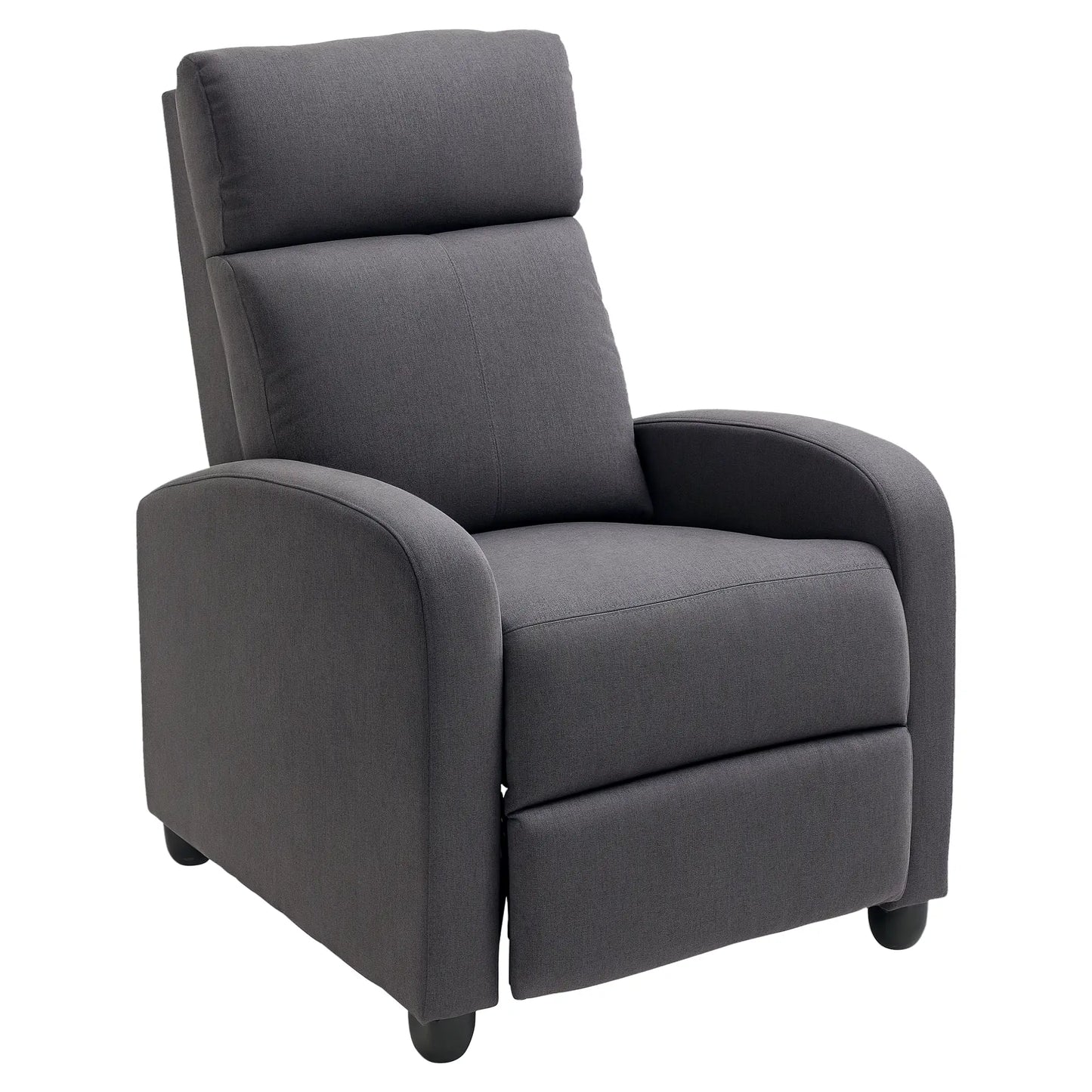 Manual Fabric Recliner Chair, Home Theater Seating, Dark Grey Single Sofas Dark Grey at Gallery Canada