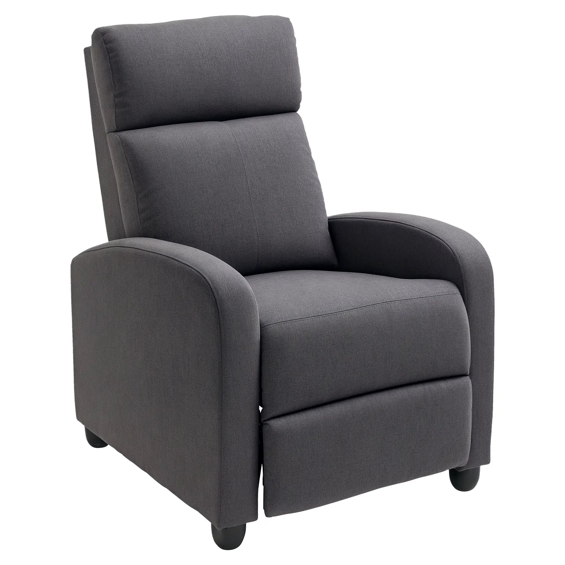Manual Fabric Recliner Chair, Home Theater Seating, Dark Grey Single Sofas Dark Grey at Gallery Canada