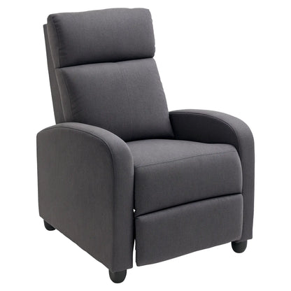 Manual Fabric Recliner Chair, Home Theater Seating, Dark Grey Single Sofas Dark Grey at Gallery Canada