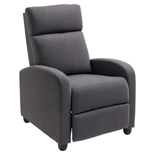 Manual Fabric Recliner Chair, Home Theater Seating, Dark Grey Single Sofas Dark Grey at Gallery Canada
