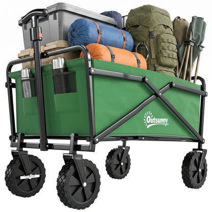 Folding Wagon Cart, Heavy Duty Outdoor Utility Garden Shopping Cart Folding Garden Carts Dark Green at Gallery Canada