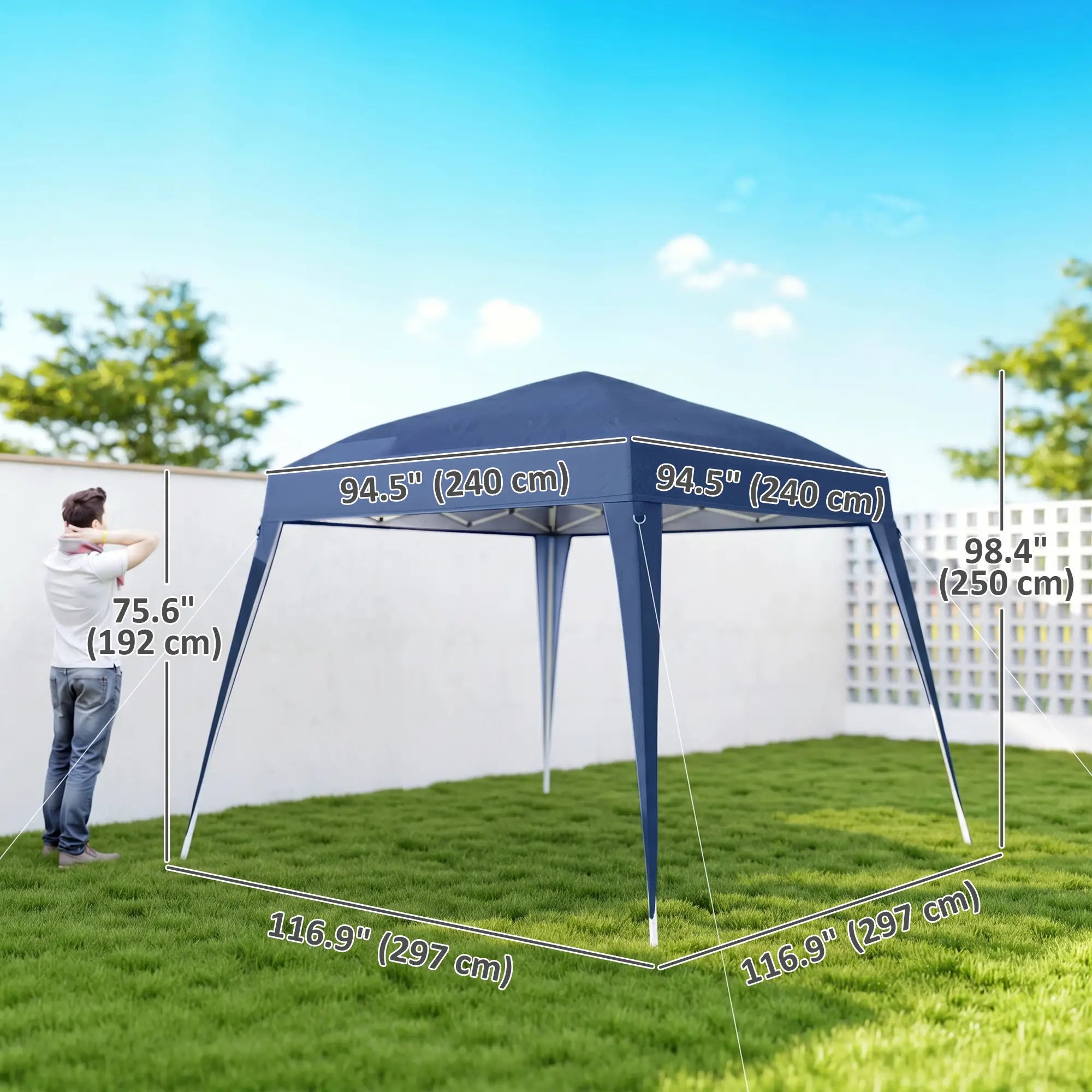 8' x 8' Pop Up Canopy, Portable Folding Tent, Blue Pop Up Canopies at Gallery Canada