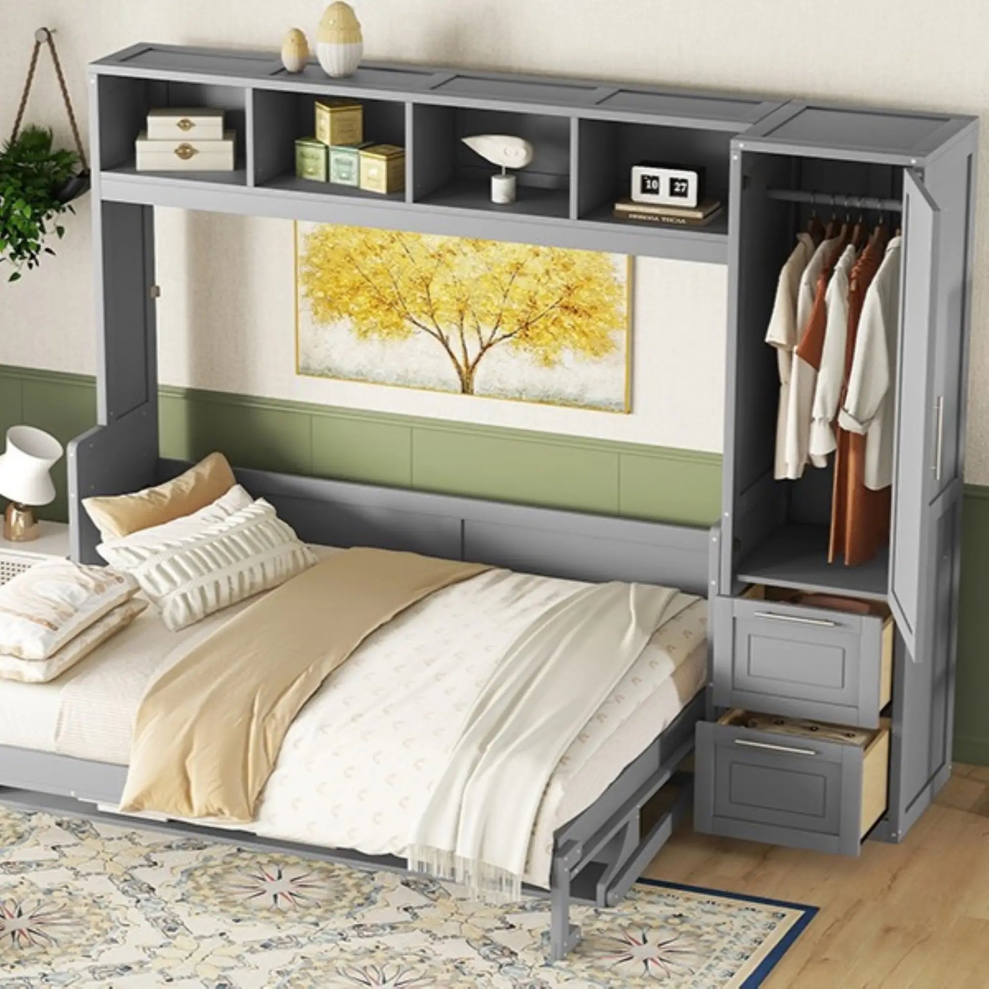 Murphy Bed with Closet, Drawers, 112