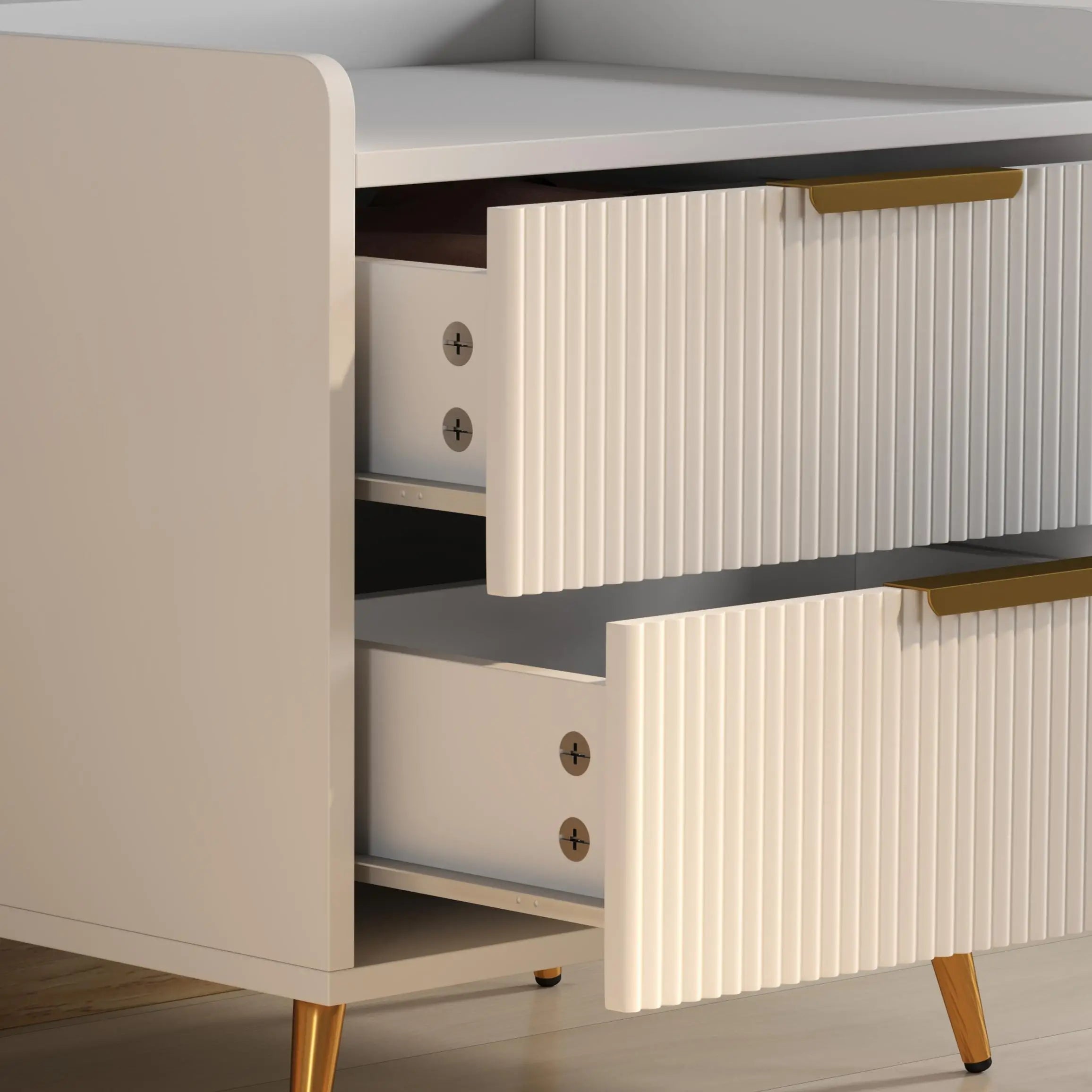 Bedside Table, Nightstand with 2 Drawers, Metal Legs, White Bedside Tables at Gallery Canada