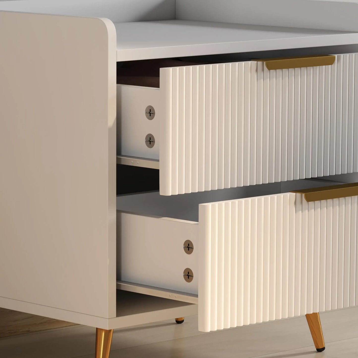 Bedside Table, Nightstand with 2 Drawers, Metal Legs, White Bedside Tables at Gallery Canada