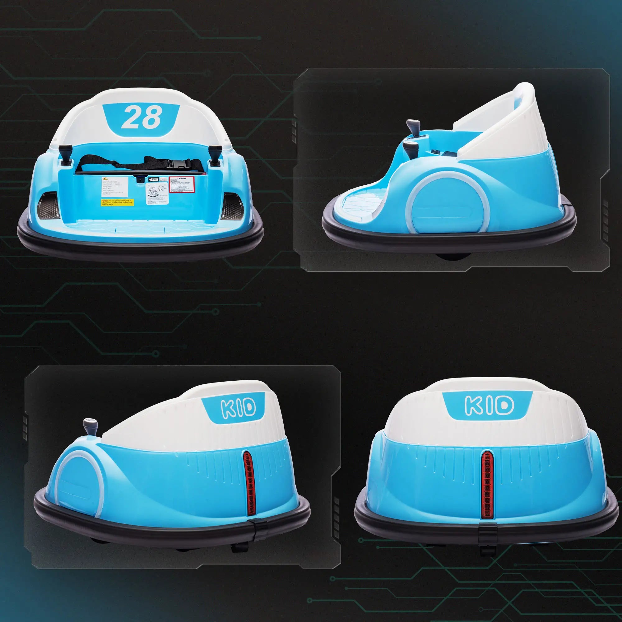 12V Toddler Bumper Car, 360 Remote Control, Lights Music Horn, 1.5-5 Years, Light Blue Electric Toy Cars at Gallery Canada