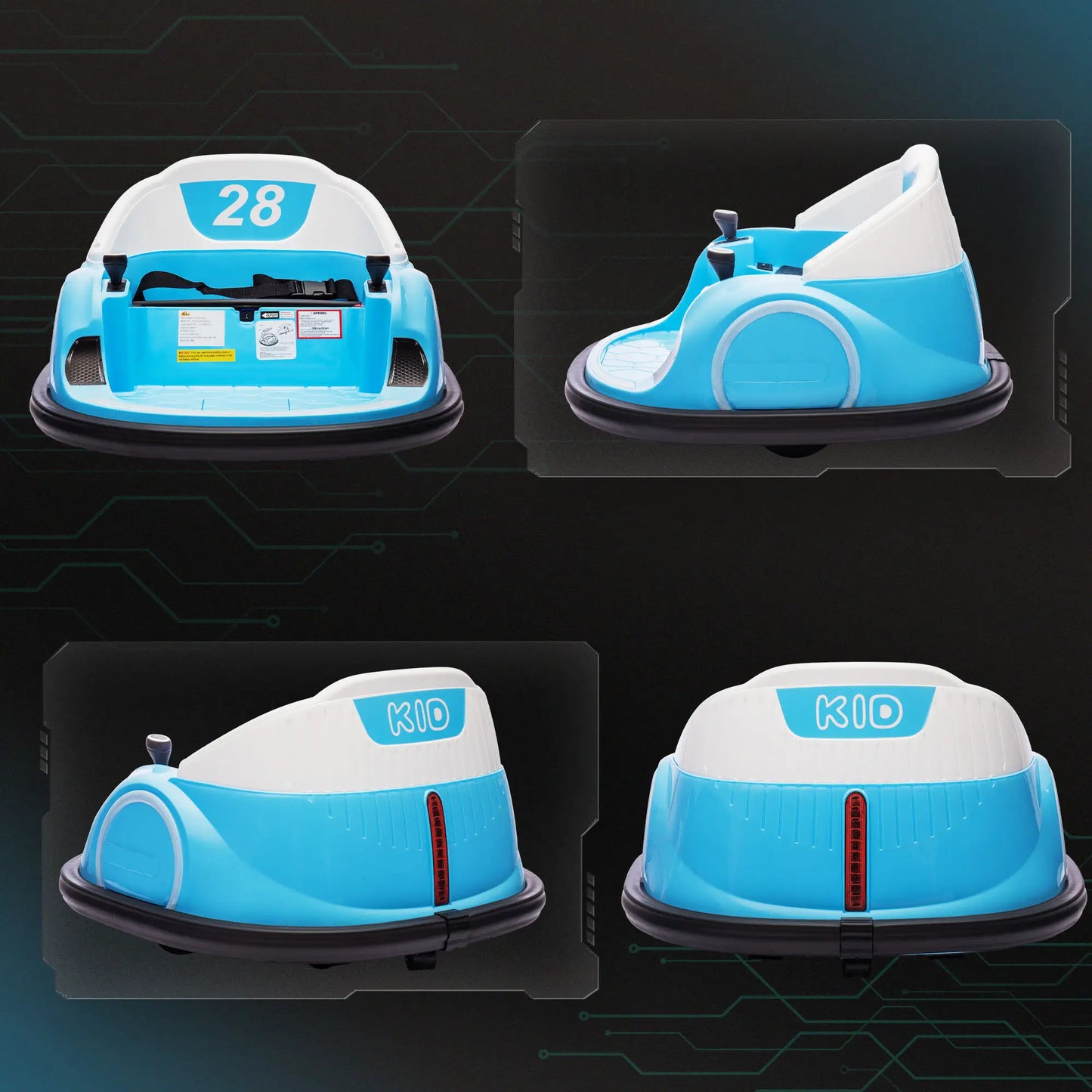 12V Toddler Bumper Car, 360 Remote Control, Lights Music Horn, 1.5-5 Years, Light Blue Electric Toy Cars at Gallery Canada