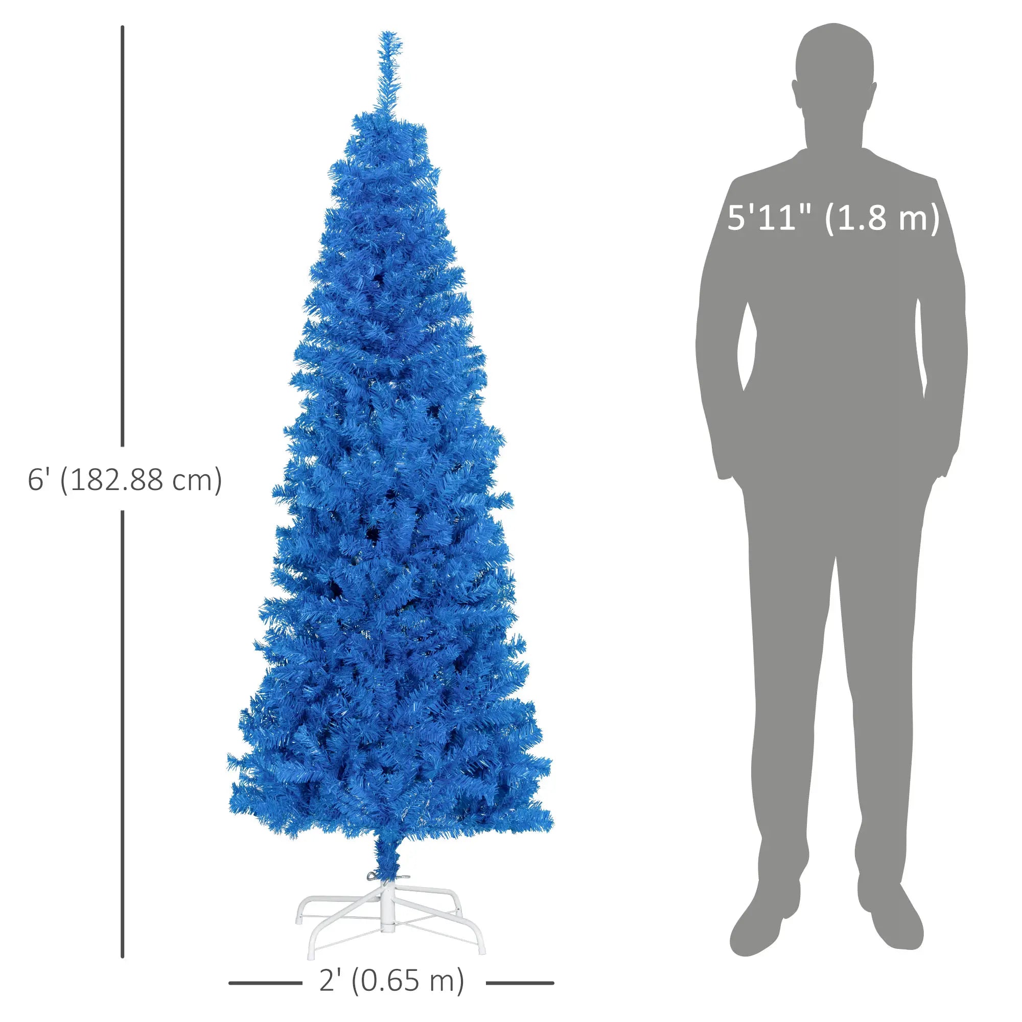 6FT Pencil Christmas Tree, Artificial, Automatic Open, Blue Pencil Christmas Trees at Gallery Canada