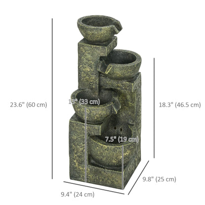 4-Tier Stone Look Outdoor Water Fountain, Adjustable Flow, Black and Yellow Water Fountains at Gallery Canada