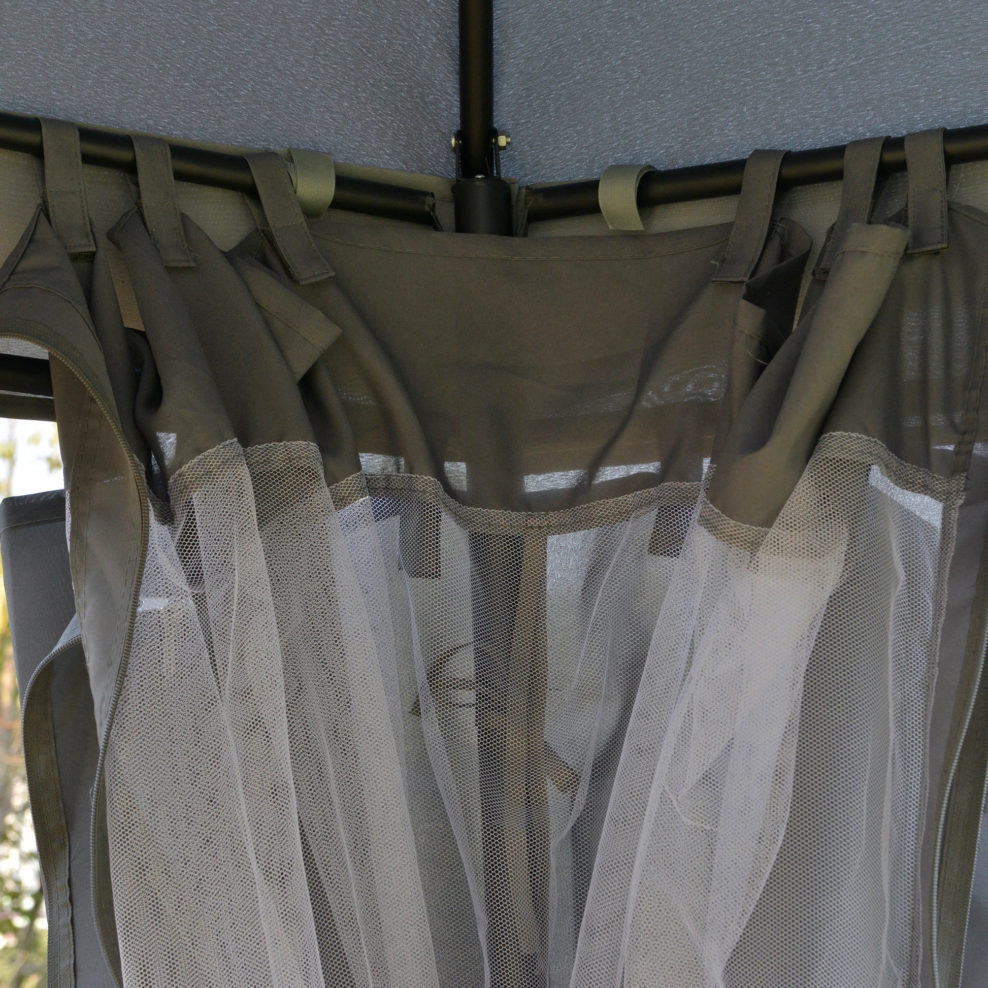 12' x 12' Outdoor Gazebo, Dome Canopy, Netting Sidewalls, Dark Grey Gazebos at Gallery Canada