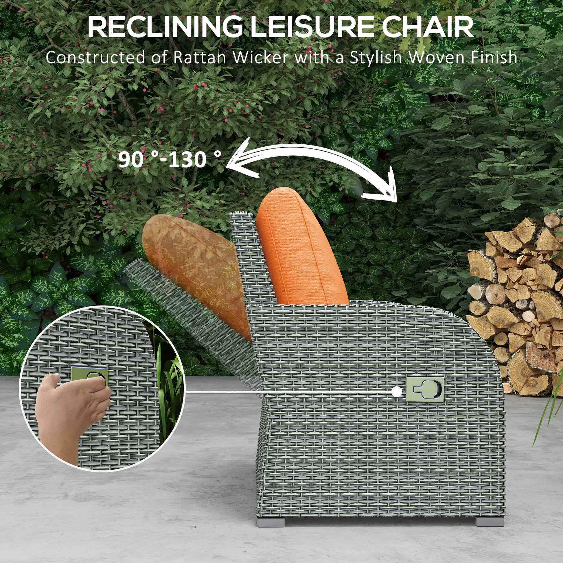 6-Piece PE Wicker Patio Sectional Set, Sofa, 2 Chairs, 2 Footstools, Table, Orange Patio Furniture Sets at Gallery Canada