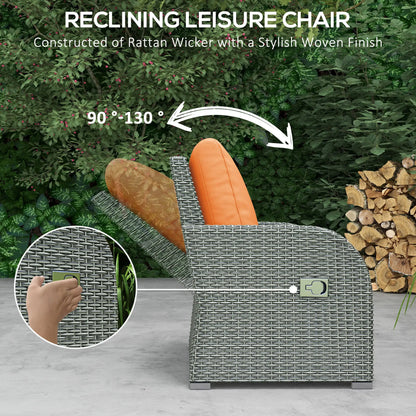 6-Piece PE Wicker Patio Sectional Set, Sofa, 2 Chairs, 2 Footstools, Table, Orange Patio Furniture Sets at Gallery Canada