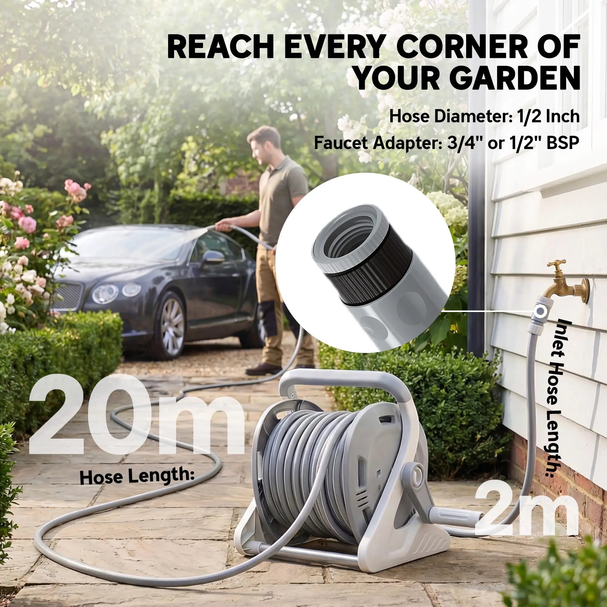 Portable Garden Hose Reel, 1/2