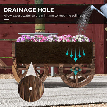 Wooden Wagon Planter Box, Raised Garden Bed, Carbonized Elevated Garden Beds at Gallery Canada