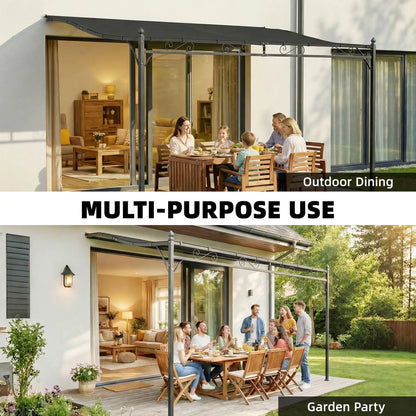 Outdoor Pergola, 11.5' x 8.2' Wall Mounted, Metal Frame, UPF30+, Garden Gazebo Pergolas at Gallery Canada