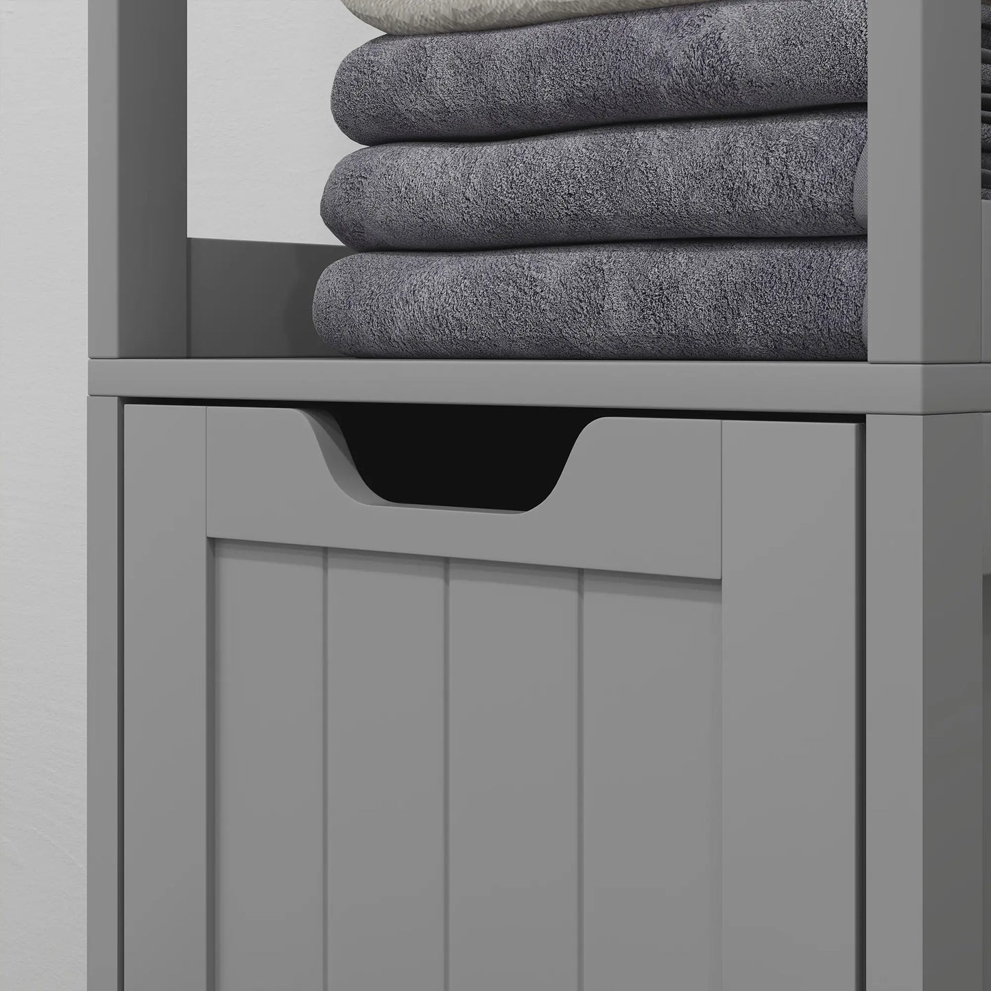 Narrow Bathroom Cabinet, 3 Drawers, 2 Tier Shelf, Tall Cupboard, Grey Bathroom Cabinets at Gallery Canada