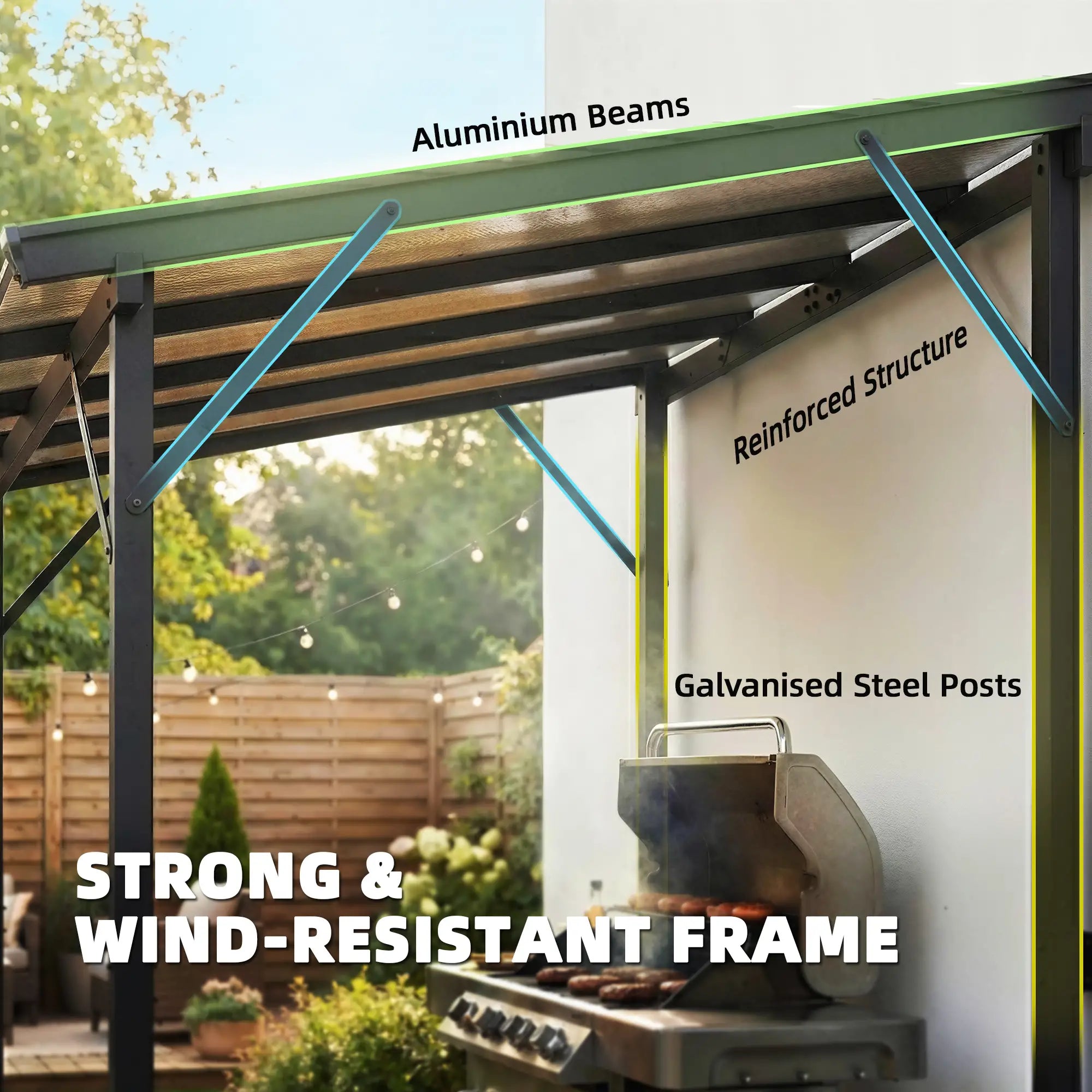 Hardtop Grill Gazebo, Lean-To BBQ Shelter With Polycarbonate Roof BBQ Grill Gazebos at Gallery Canada