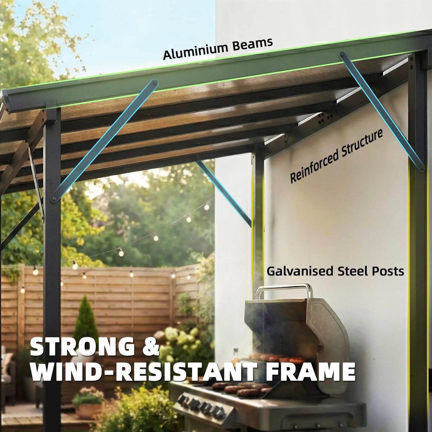Hardtop Grill Gazebo, Lean-To BBQ Shelter With Polycarbonate Roof BBQ Grill Gazebos at Gallery Canada
