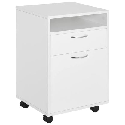24" Small Filing Cabinet, Open Compartment, Drawer, Wheels, White Office Cabinets & Cupboards White at Gallery Canada