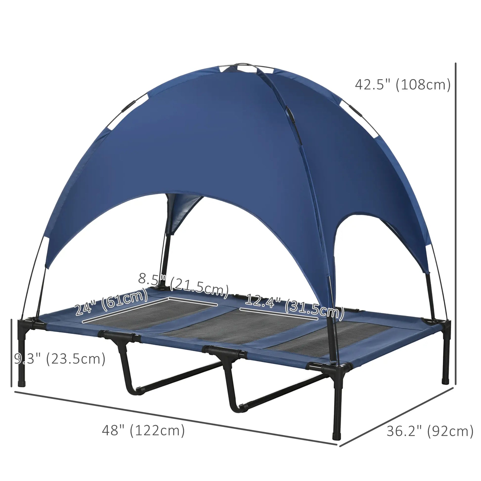 Portable Raised Dog Cot with Canopy, XL Size, Dark Blue Elevated Dog Beds at Gallery Canada