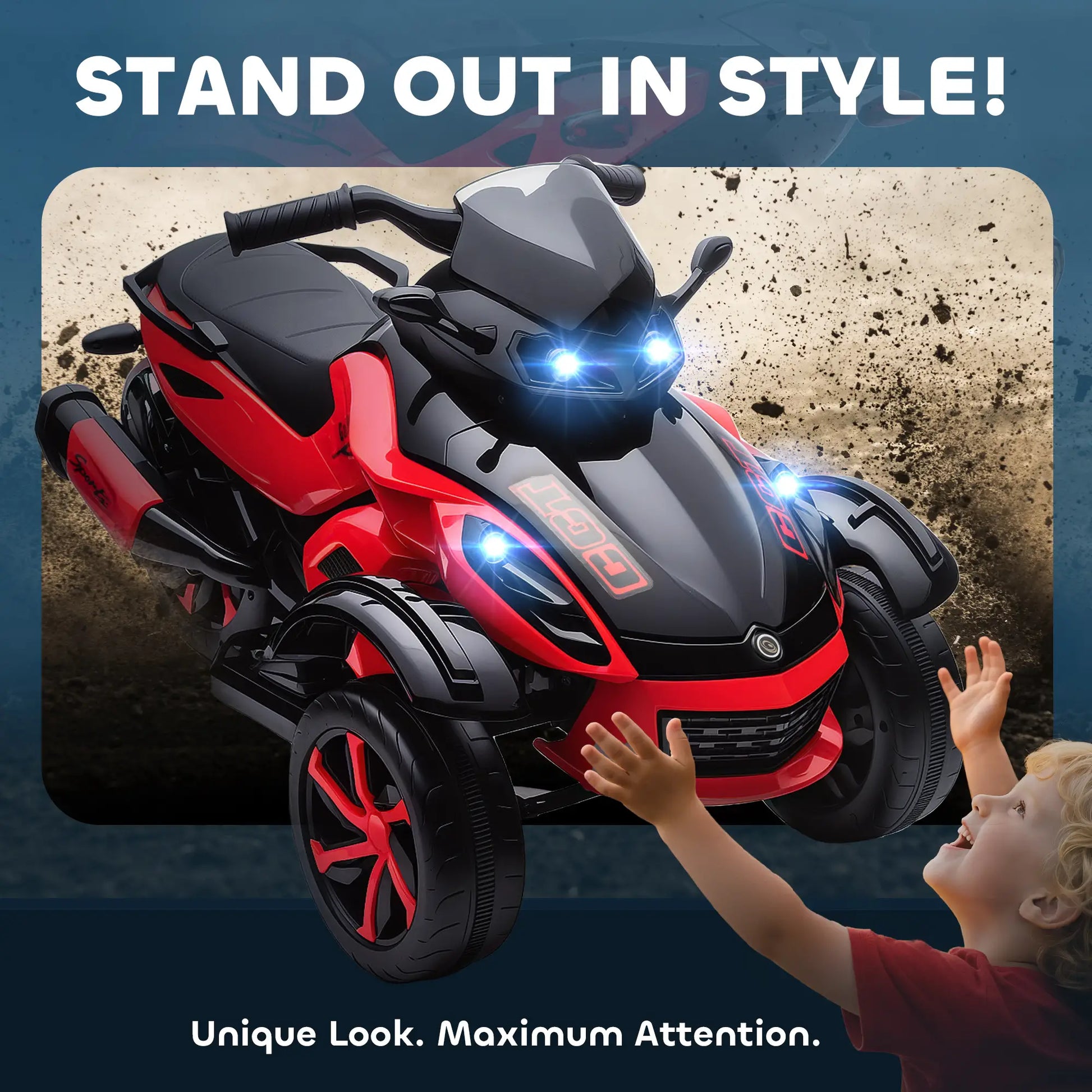 12V Kids ATV, Suspension Wheels, Soft Start, LED Lights, Music, Red Electric Ride On Toys at Gallery Canada