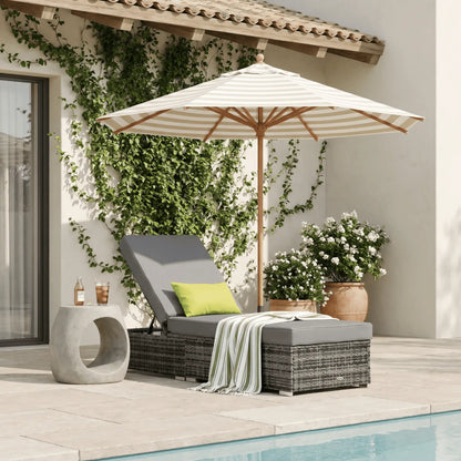 Patio Wicker Lounger, Outdoor PE Rattan Chaise Lounge, Adjustable Recliner, Grey Chaise Loungers at Gallery Canada