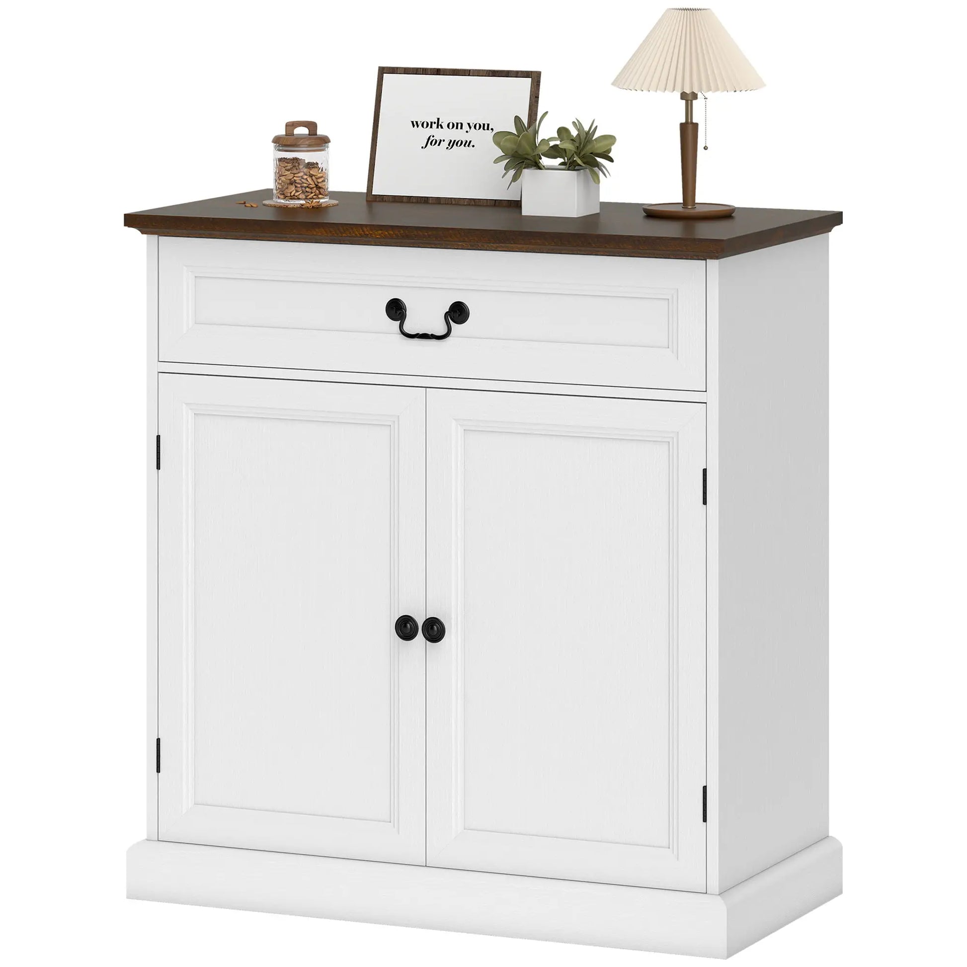 32" Buffet Cabinet, White Wood Grain, Farmhouse Sideboard, White Bar Cabinets White Wood Grain, Brown Wood Grain at Gallery Canada