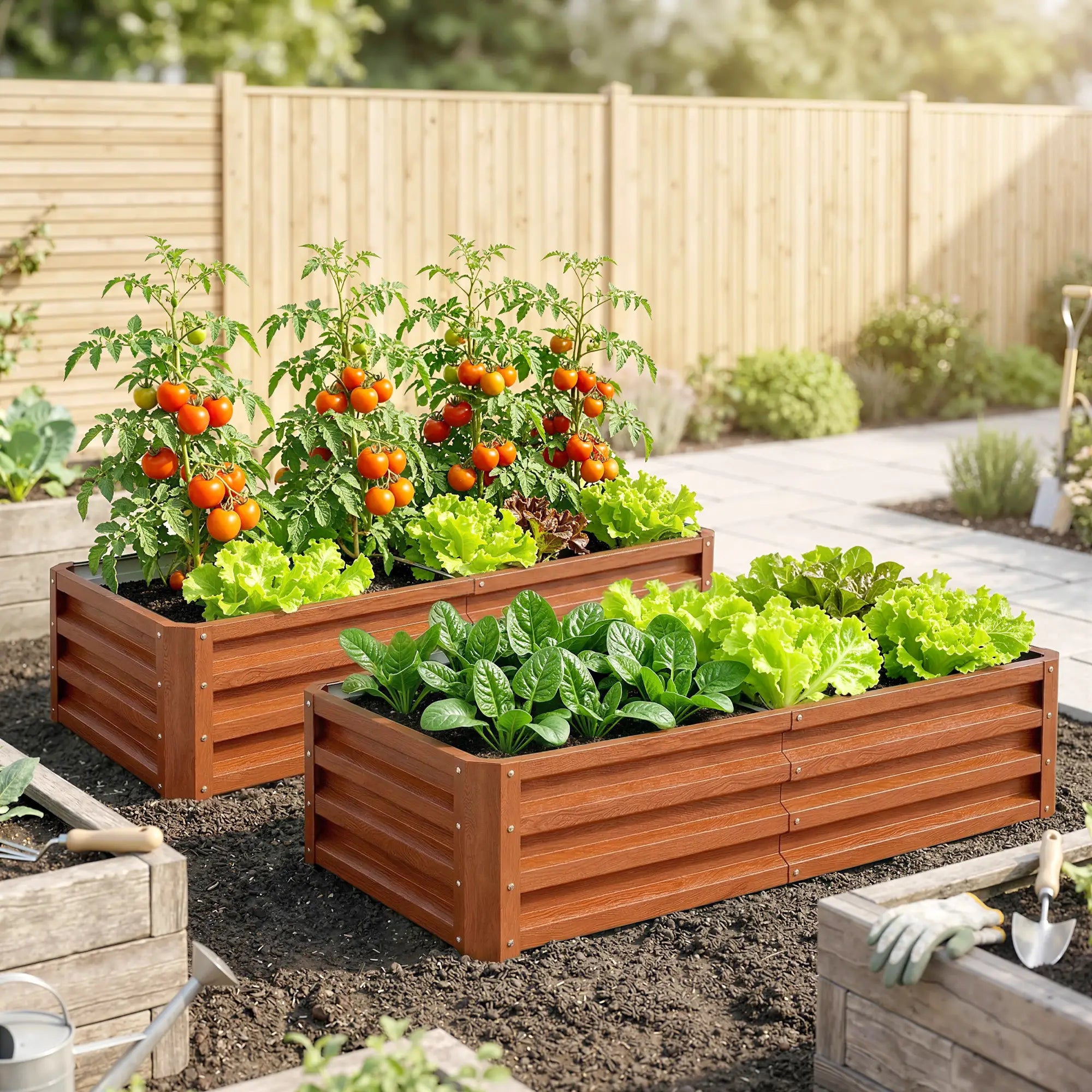 4' x 2' x 1' Raised Garden Bed, Set of 2, Galvanized Planter Box, Dark Brown Galvanized Planter Boxes at Gallery Canada