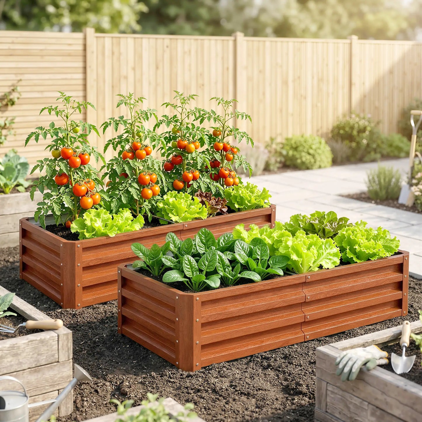4' x 2' x 1' Raised Garden Bed, Set of 2, Galvanized Planter Box, Dark Brown Galvanized Planter Boxes at Gallery Canada