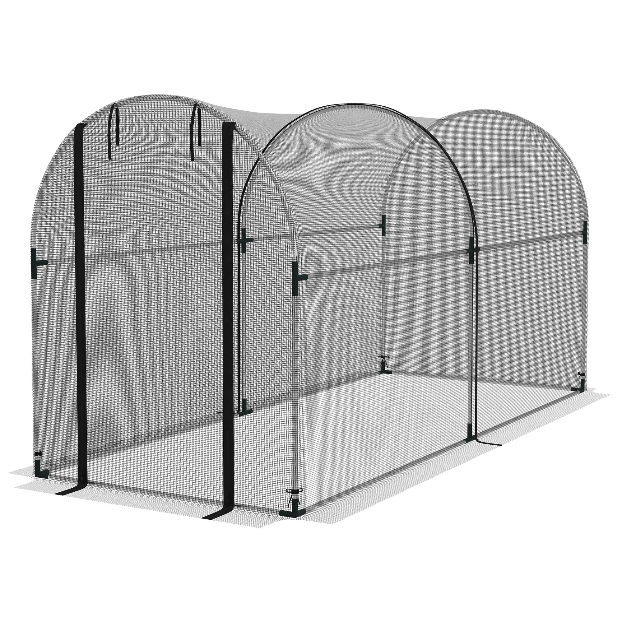 9.8' x 3.9' Crop Cage, Mesh Plant Protection Tent, Galvanised Steel Frame Greenhouses Black, Silver at Gallery Canada