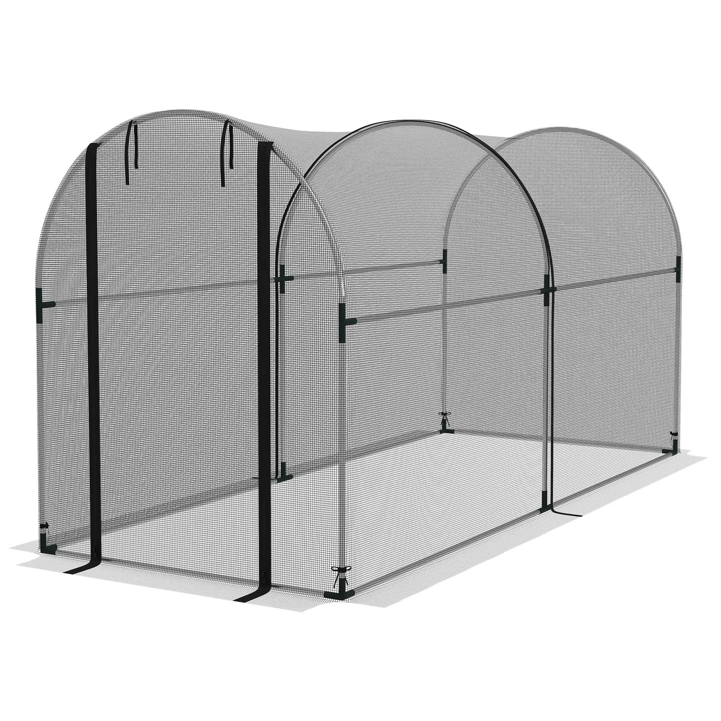 9.8' x 3.9' Crop Cage, Mesh Plant Protection Tent, Galvanised Steel Frame Greenhouses Black, Silver at Gallery Canada