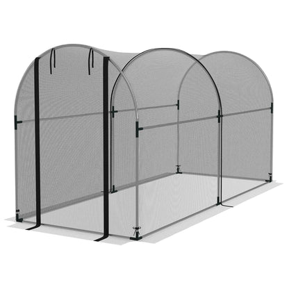 9.8' x 3.9' Crop Cage, Mesh Plant Protection Tent, Galvanised Steel Frame Greenhouses Black, Silver at Gallery Canada