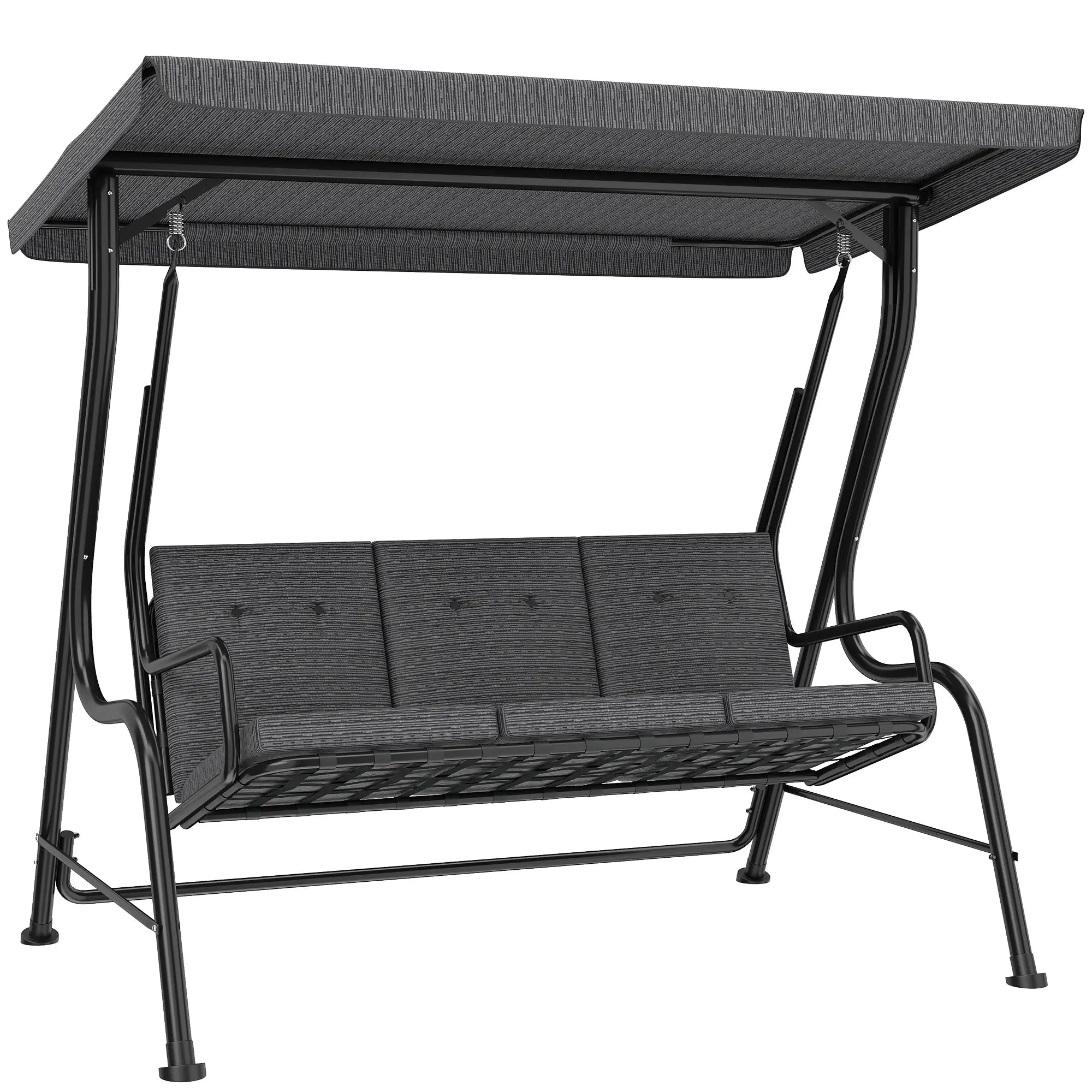 3-Person Patio Swing Bench With Canopy, Grey Patio Swings with Stand at Gallery Canada