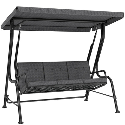 3-Person Patio Swing Bench With Canopy, Grey Patio Swings with Stand at Gallery Canada