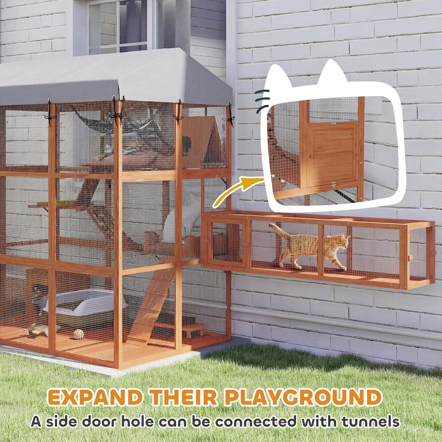 81"H Catio Outdoor Enclosure, Prevents Escaping, Easy Cleaning, Orange Outdoor Cat Enclosures at Gallery Canada