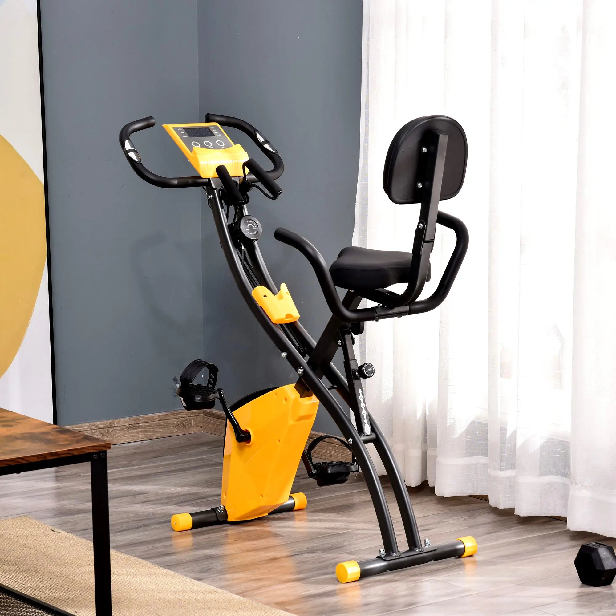 Folding Exercise Bike, 8-Level Magnetic Resistance, Adjustable Seat, Yellow Exercise & Stationary Bikes at Gallery Canada