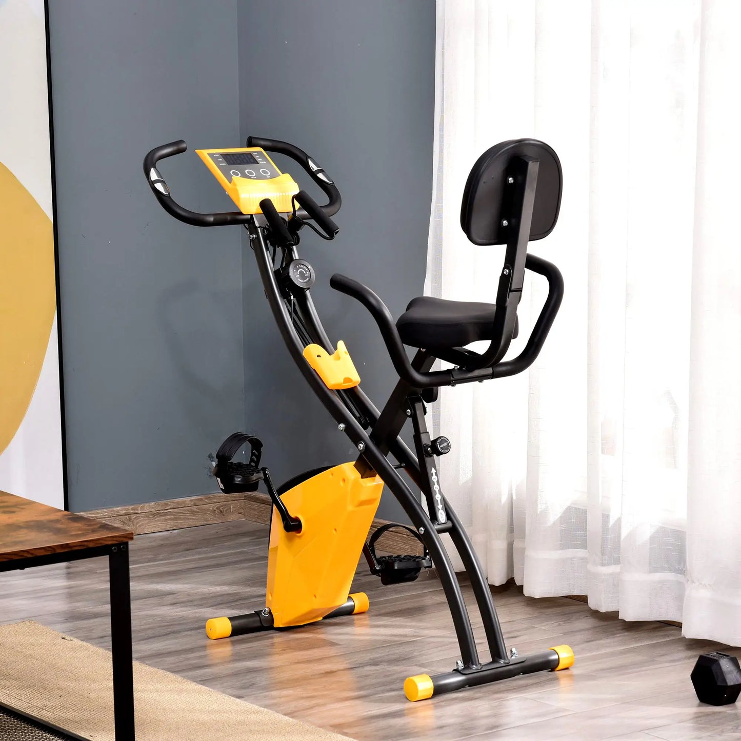 Folding Exercise Bike, 8-Level Magnetic Resistance, Adjustable Seat, Yellow Exercise & Stationary Bikes at Gallery Canada