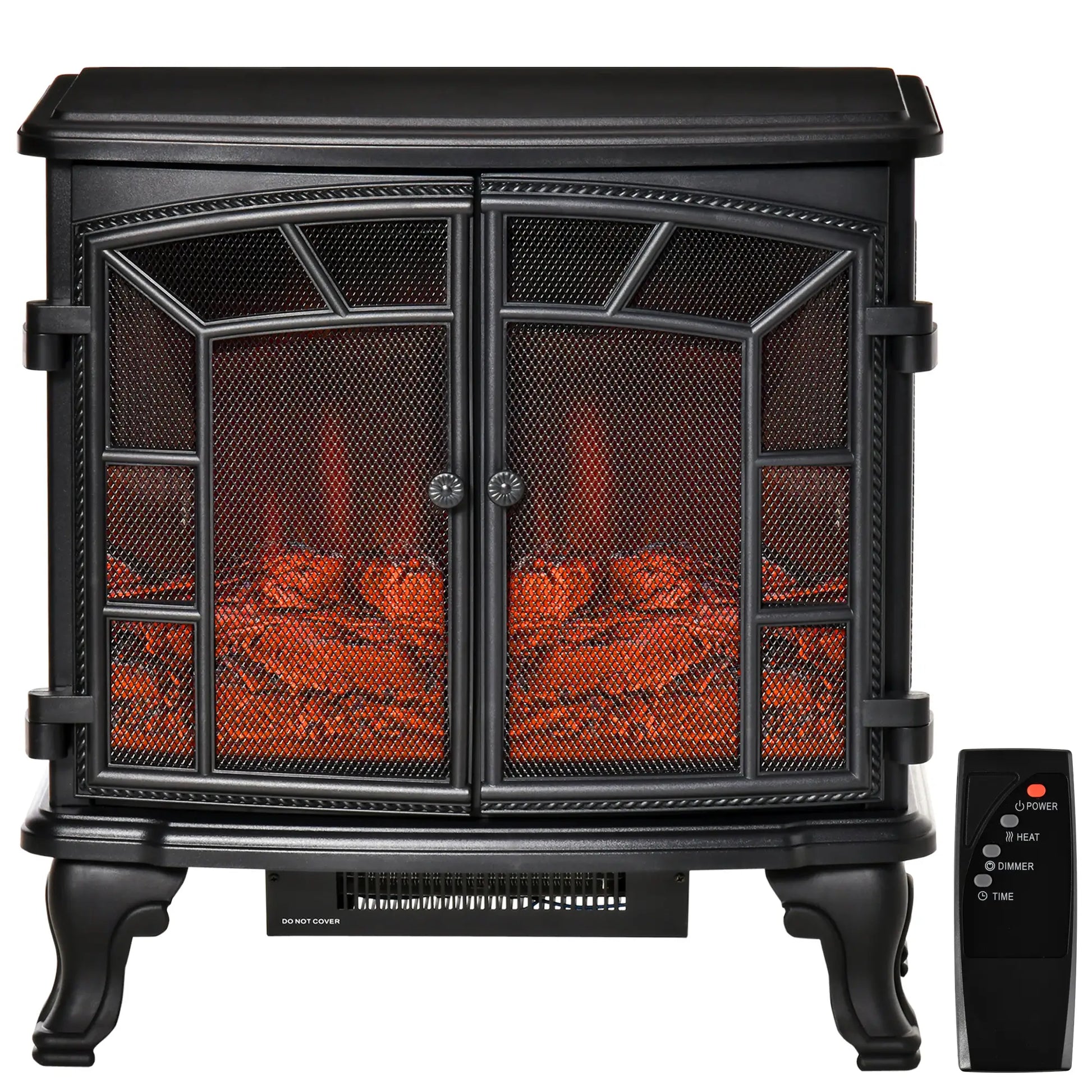 Electric Fireplace Heater, Freestanding, Realistic Flame, Timer, Overheat Protection, 750W/1500W, Black Electric Fireplaces at Gallery Canada