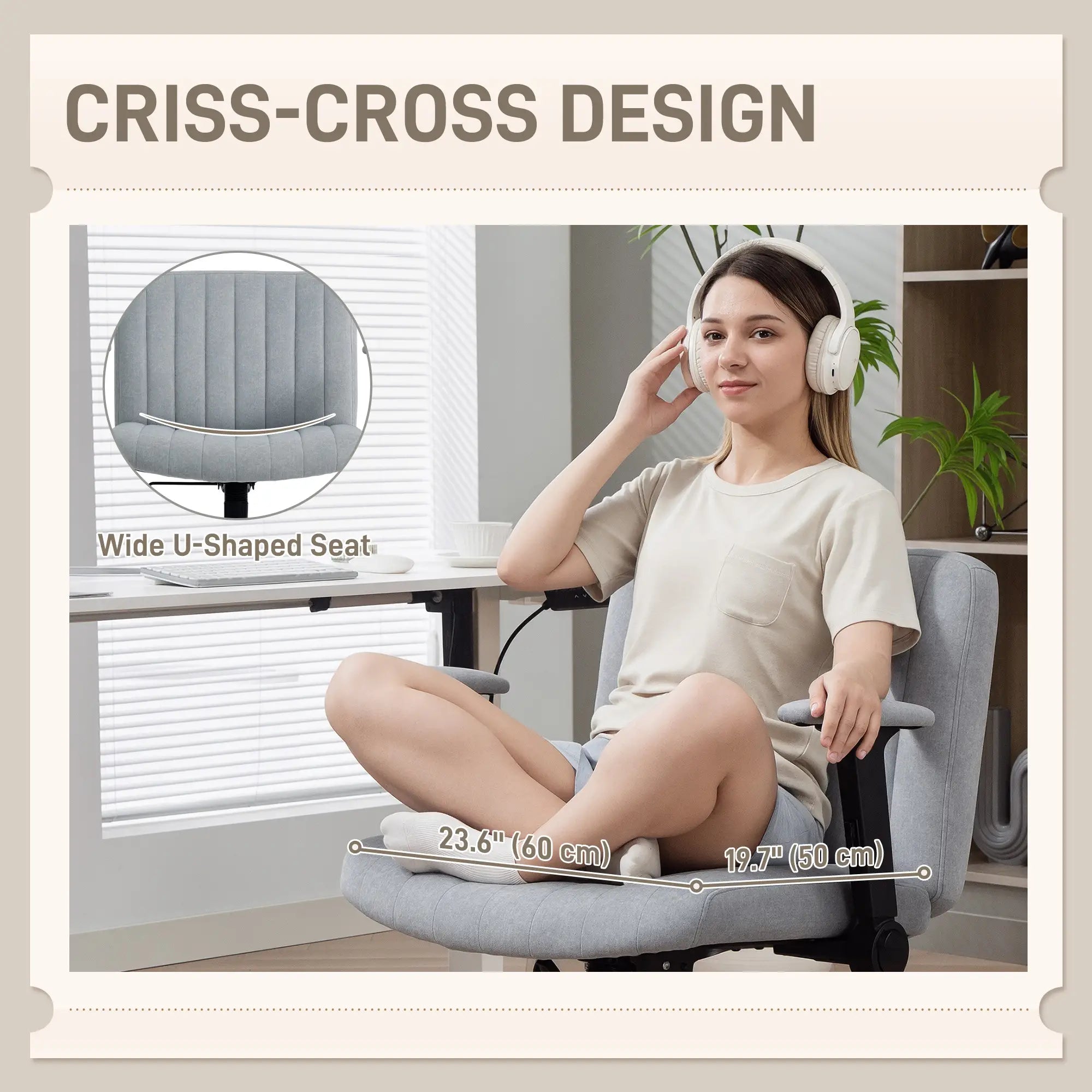 Criss Cross Chair, Flip-up Armrests, Adjustable Height, Tilting, No Wheels, Grey Task Chairs at Gallery Canada