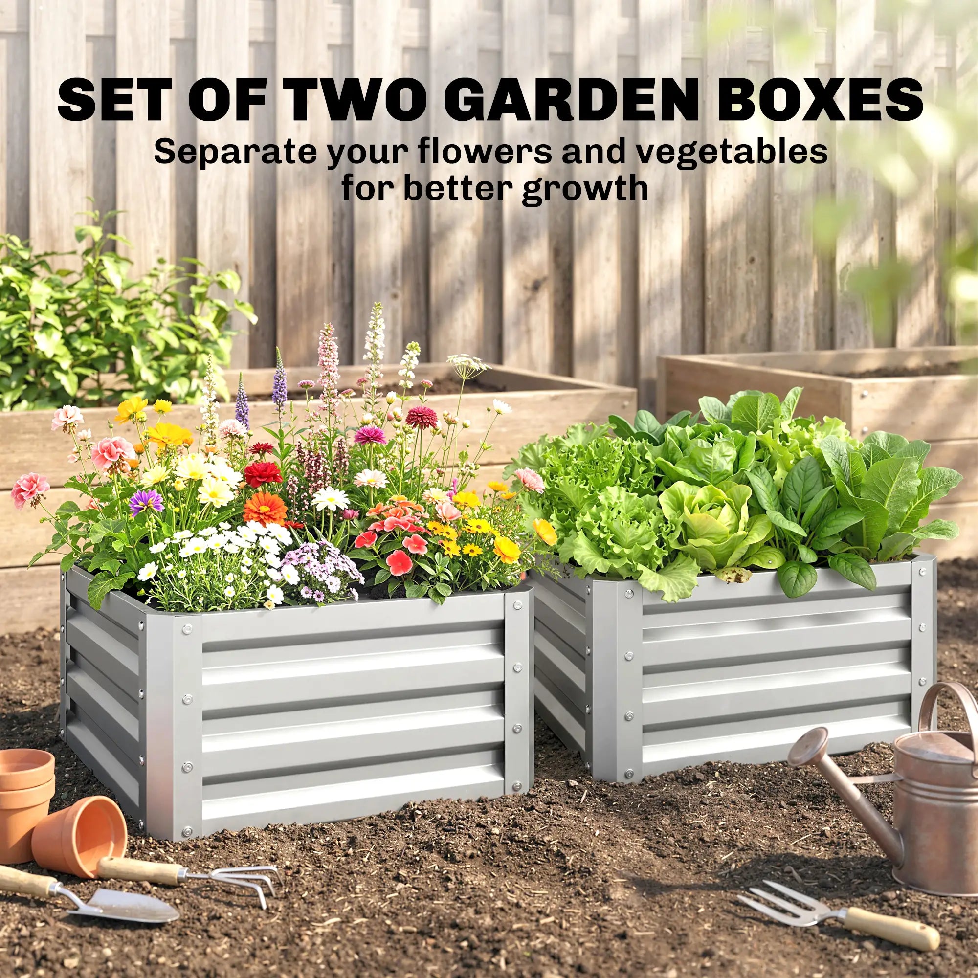 2' x 2' x 1' Raised Garden Bed, Galvanised Steel Frame, Vegetables, Flowers, Herbs, Silver Raised Garden Beds at Gallery Canada