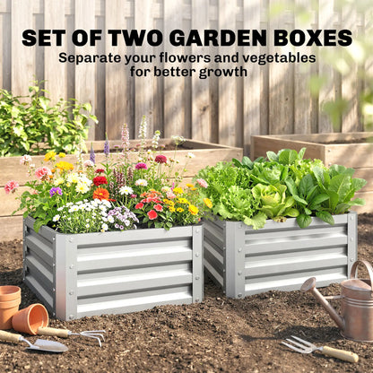 2' x 2' x 1' Raised Garden Bed, Galvanised Steel Frame, Vegetables, Flowers, Herbs, Silver Raised Garden Beds at Gallery Canada