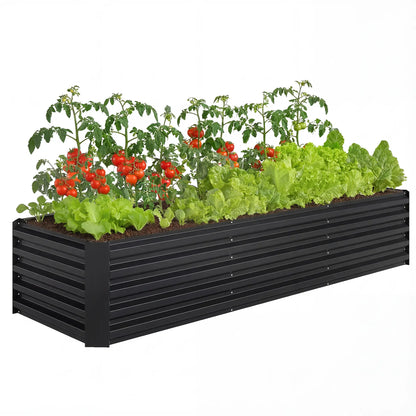 8 x 2.6 x 1.5ft Galvanized Raised Garden Bed, Black Outdoor Planter Box, Black Galvanized Planter Boxes at Gallery Canada