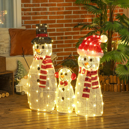 3-Piece Lighted Snowman Set, Indoor Outdoor Christmas Decor, White Christmas Decorations at Gallery Canada