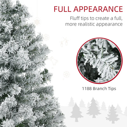 7.5ft Prelit Artificial Christmas Tree, Snow Flocked, Metal Base, Warm White LED Pre Lit Christmas Trees at Gallery Canada