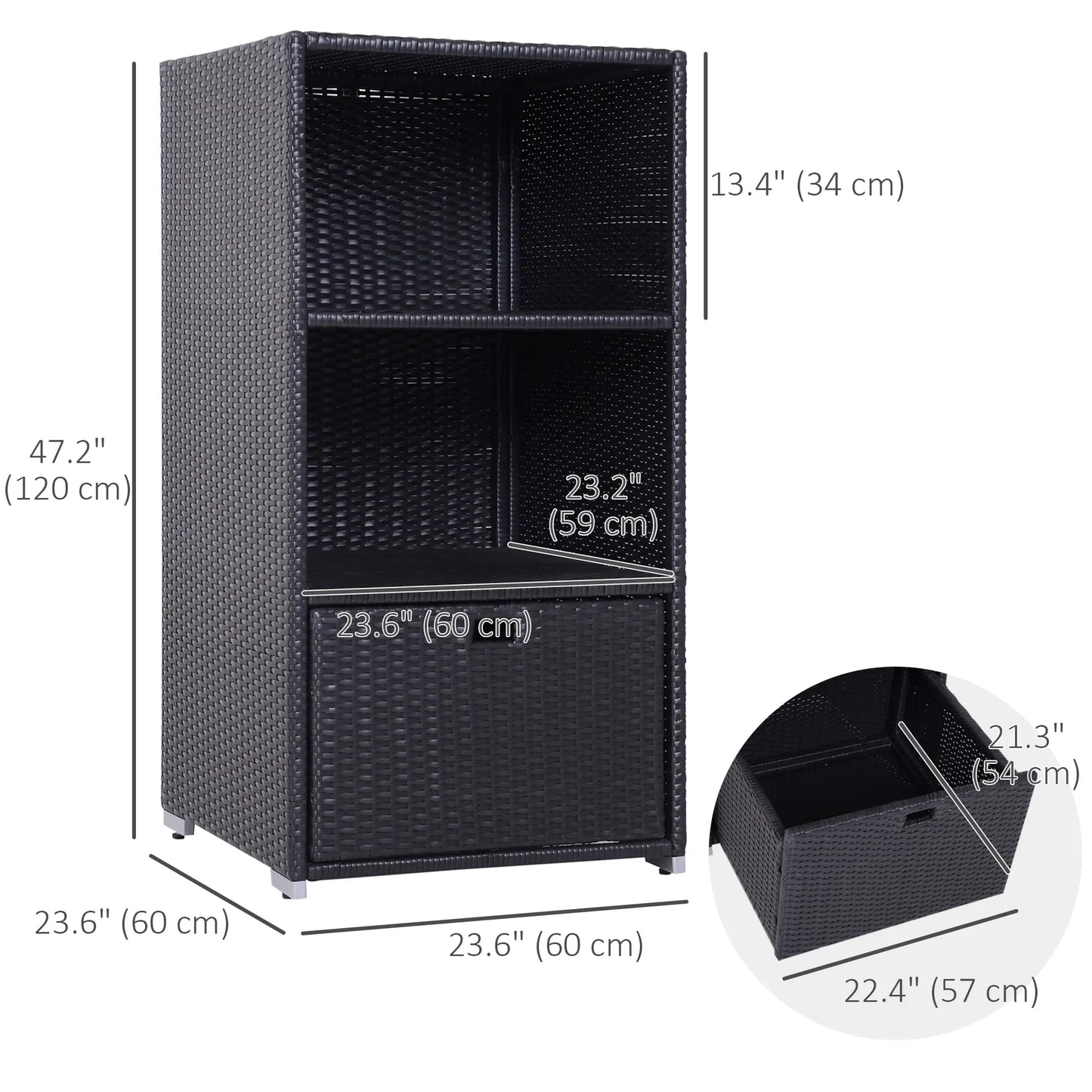 Outdoor Storage Cabinet, Rattan Wicker Pool Towel Organizer, Dark Brown Patio Storage Boxes at Gallery Canada